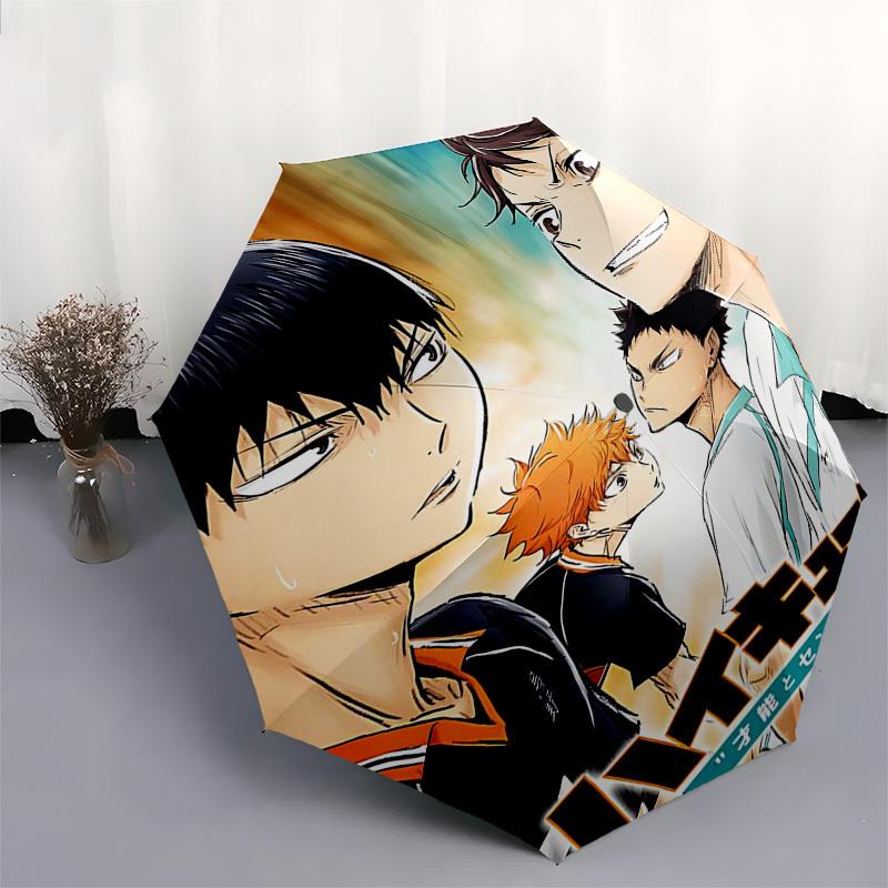 1pc Haikyuu!! Automatic Opening Closing Umbrella Portable 3-Fold Design, 8-Bone Iron Frame Outdoor Umbrella Perfect for Fans, Travelers, and Daily Use