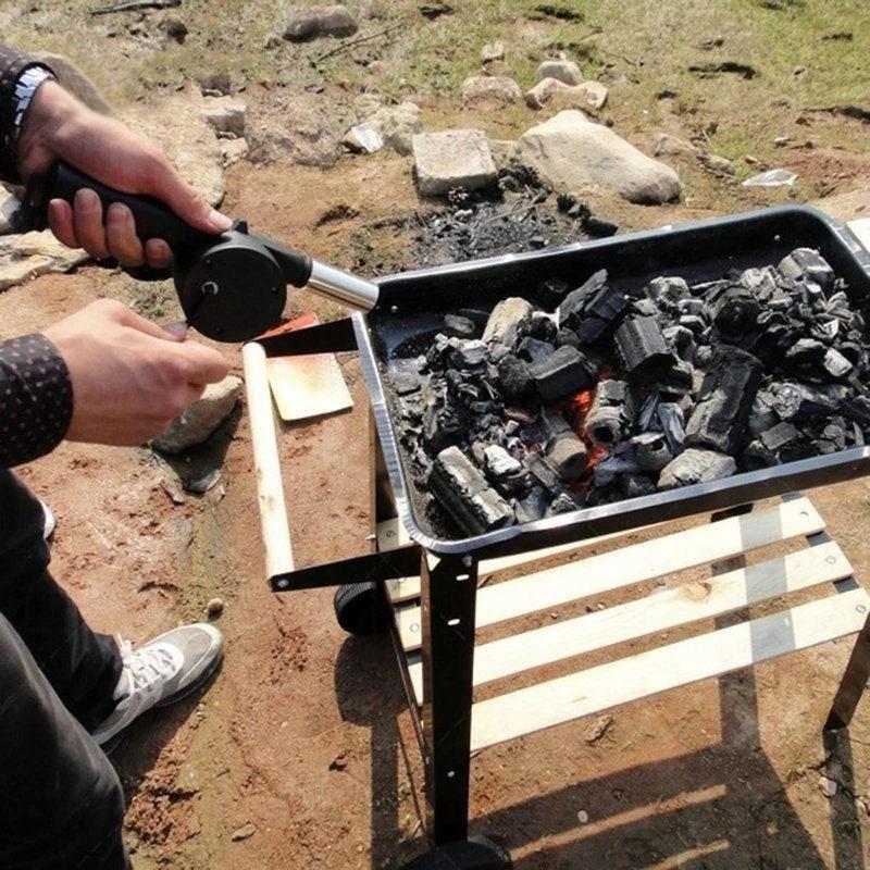 Hand Crank Powered Outdoor Cooking Barbecue BBQ Fan Air Blower for Barbecue Fire Bellow Portable Gun Camping Picnic