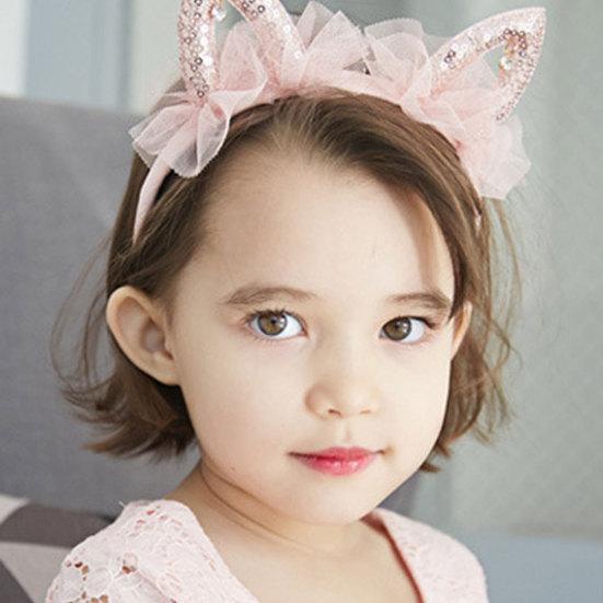 Girls Cute Cat Ears Shape Gauze Sequins Headband Hairband Hair Hoop Accessories