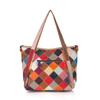 Leather Cowhide Bag Ethnic Style Color Splicing Contrasting Color Handmade Plaid Shoulder Messenger Bag Casual Women Bag
