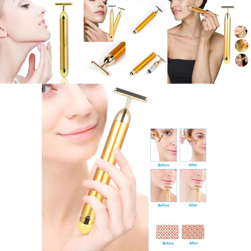 Premium Golden Facial Massage Wand Electric Face Massager Beauty Tool For Home And Spa Use
