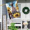 Welcome Harvest Festival Double-Sided Polyester Garden Flag  Outdoor Lawn Decoration, Goat and Sunflower Design, No Electricity Needed