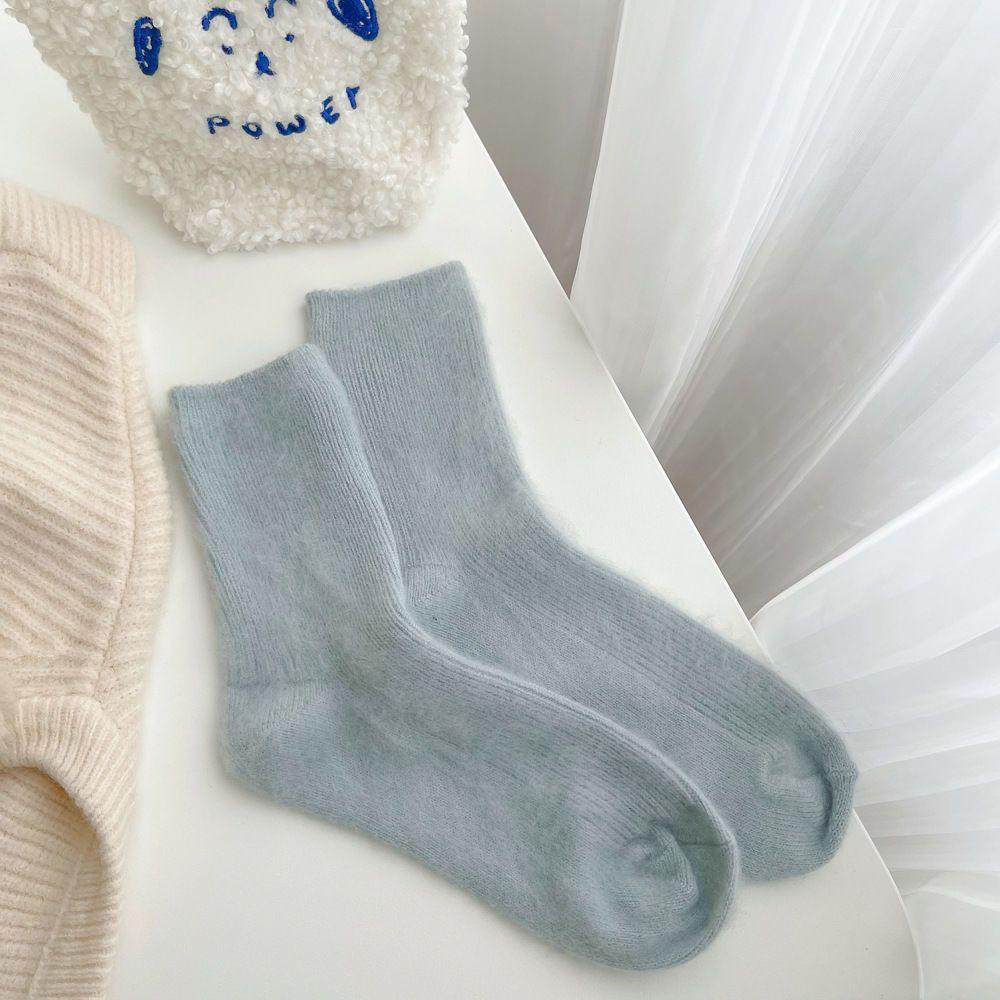 Luxury Cashmere Wool Socks for Women, Soft Color, Smooth Solid Color Matching All Seasons Warm and Sweat-Absorbing Sleeping Outdoor Sports Socks