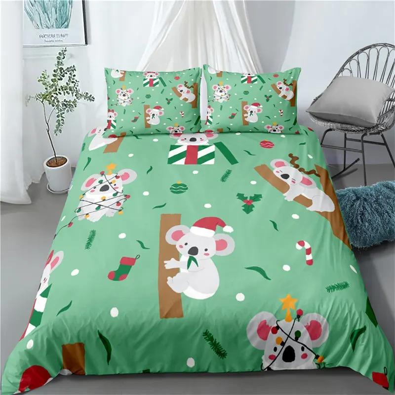 Cartoon Koala Bedding Set Boys Girls Twin Queen Size Duvet Cover Pillowcase Bed Kids Adult Fashion Home Textileextile