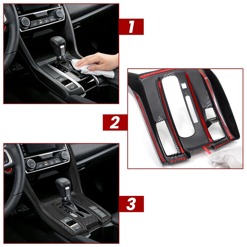 Carbon Fiber Garnish Center Control Panel Interior Part for Honda Civic 10th Generation - Cool Sticker, Trim, Interior Dress-up, Easy Installation