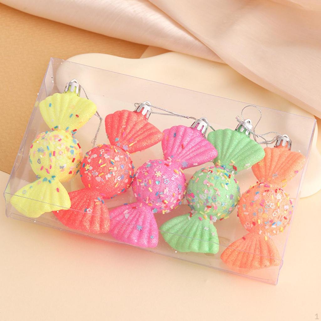 5 Pieces Christmas Tree Ornaments Decorative Xmas Baubles with Hanging Loop Charm Pendants for