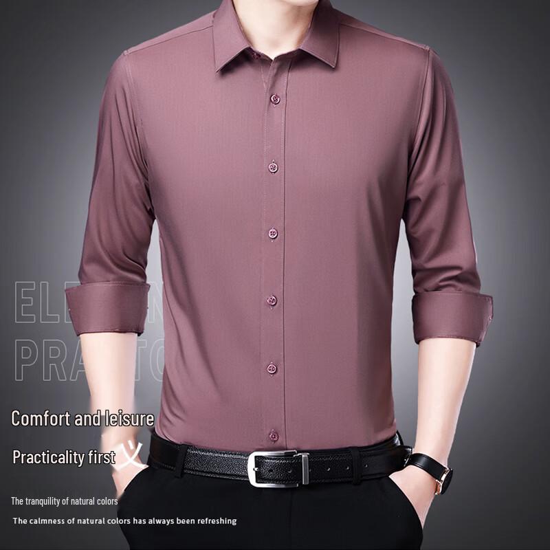 ROMON Men's Bamboo Fiber Long-Sleeve Business Shirt