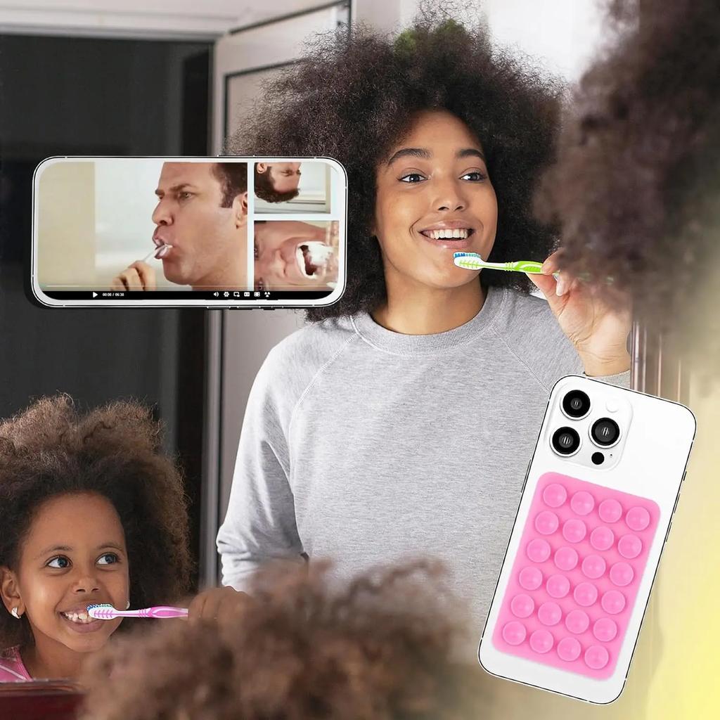 6/3/1 Stück Saugnapf Wandständer Matte Multifunktionaler Silikon-Saugnapf-Handyhalter Quadratische Rutschfeste Einseitige Lederhülle Halterung