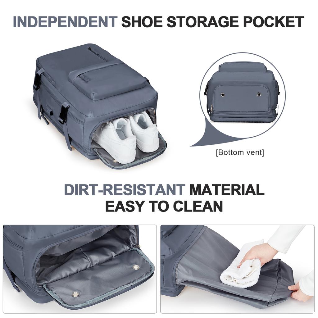Reise-Laptop-Rucksack für Damen und Herren, College, erweiterbare USB-Tasche, große Kapazität, 17,3 Zoll, wasserdicht, Outdoor-Schuhaufbewahrung, Herrentasche