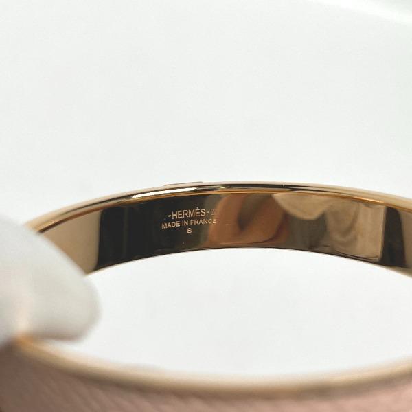 Hermes Leather Gold Plated Bangle Leather Pink X Gold Women Used