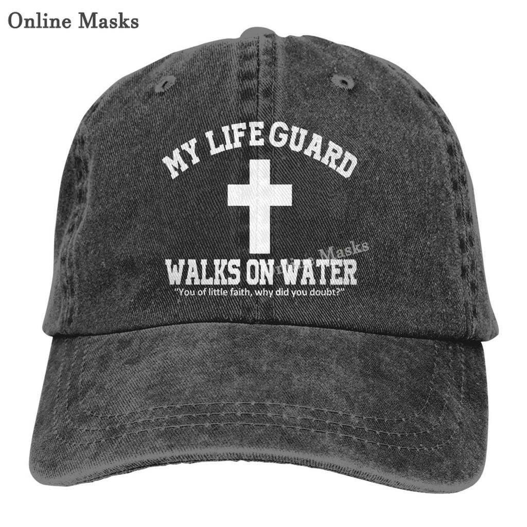 Denim Cap My Life Guard Walks On Water Christian Easter Religious Baseball Dad Cap Classic Adjustable for Unisex Women Hats