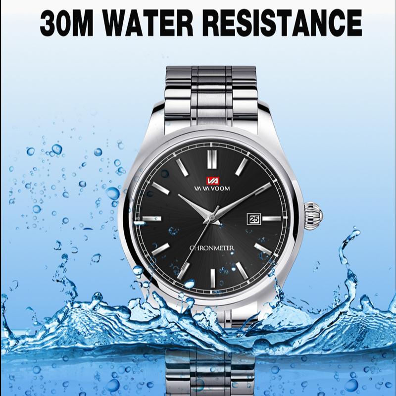 Ceas Studențesc Rezistent la Apă Curea din Oțel Calendar Ceas Casual de Afaceri