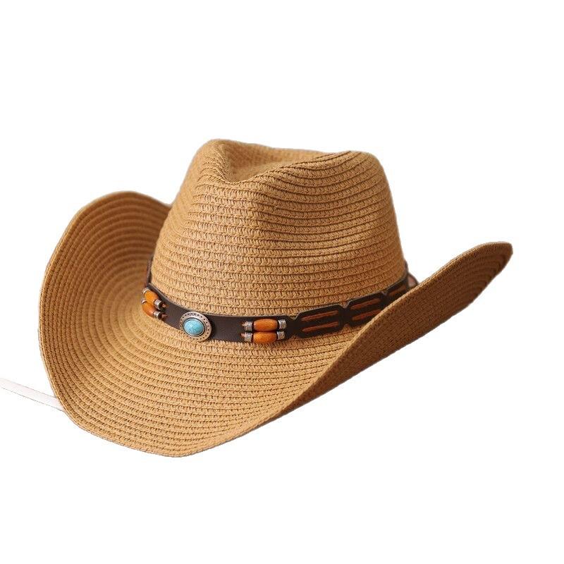Panama Hat Beach Hat British Wide Brim Top Hat Temperament Men's and Women's Card Vacation Straw Cowboy Hat