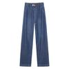 Women's Summer 2026 Wide-Leg Elastic Waist Loose Denim Pants - Slimming, Drape, Versatile, Casual Straight-Leg Style
