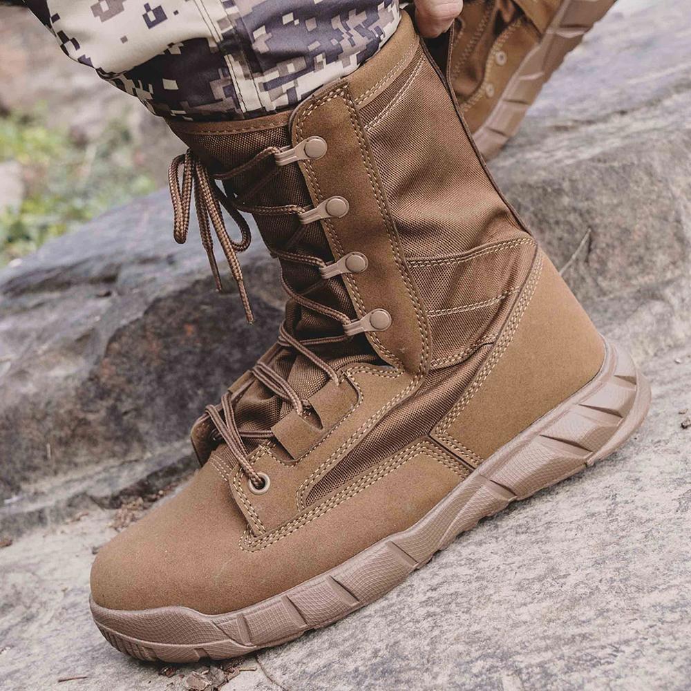 Fashion Zipper High Top Combat Boots Wearproof Work Shoes Men Outdoor Sports Training Desert Hiking Boots Tactical Boots 46Size