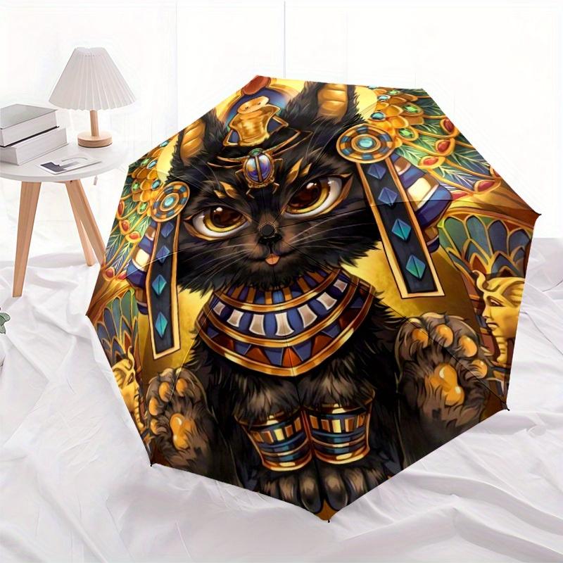 Egyptian Cat Automatic Folding Umbrella Compact Lightweight For Outdoor Adventurest101