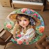 1pc flower girl Round Chair mat Area Rug - Non-Slip, Floor Mat for Office, Bedroom, and Indoor Decor -1002161