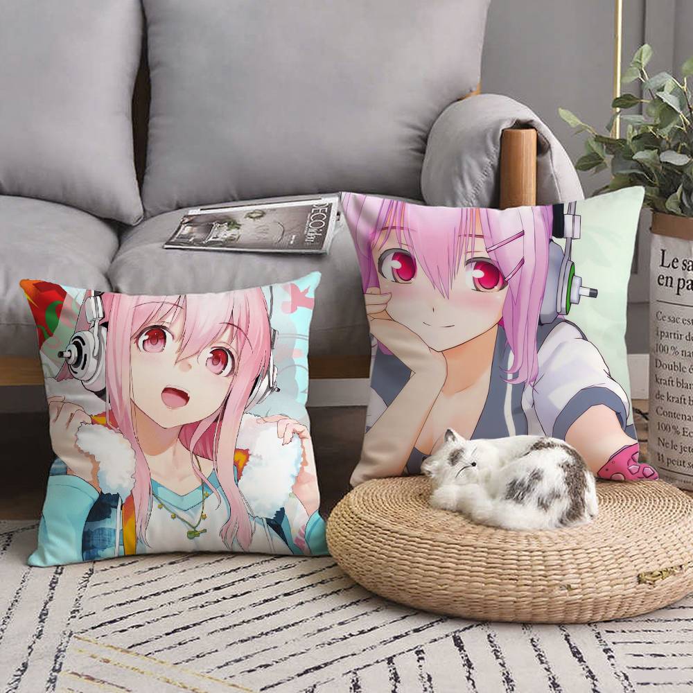 S-Super S-Sonico Pillow Case Square Pillow Bedroom Sofa Leisure Comfort Cushion Car Living Room Home Decoration