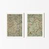 2pcs Frameless Medieval Textile Prints, Antique Bird Wall Art, Green Poster Wallpaper Art, Living Room Bedroom Wall Decoration