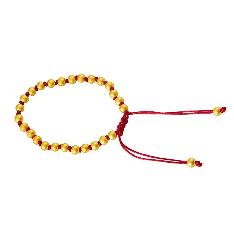 

Браслет из латуни с золотым покрытием, с золотыми шариками года рождения, вьетнамское россыпное золото, этнический стиль, плетеный, красная веревка, парные браслеты, подарок 5N transfer gold beads red bracelet