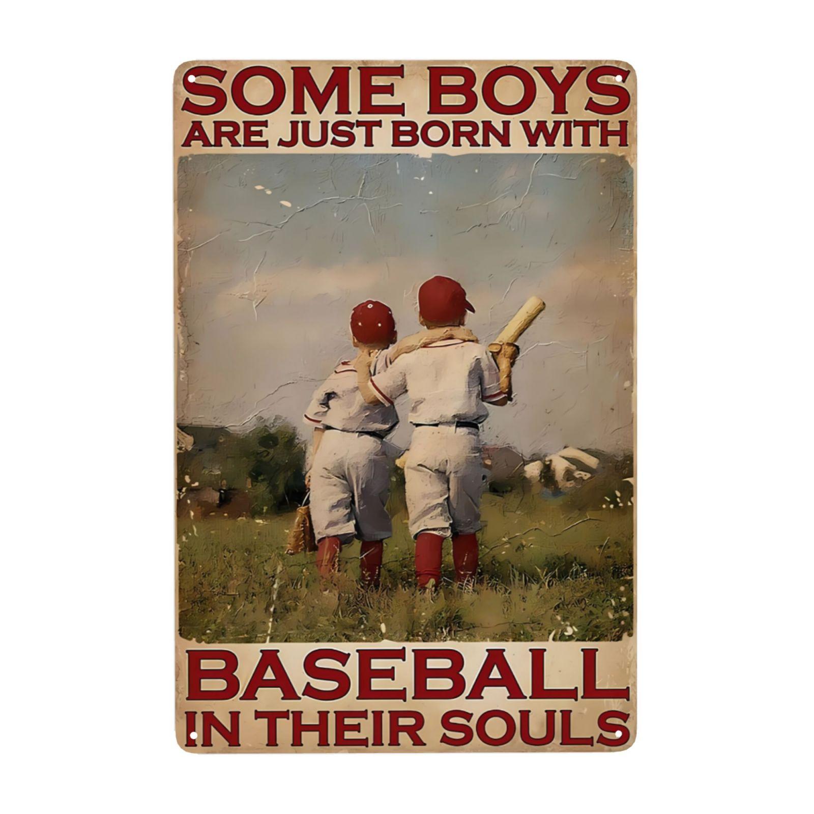 Mfoever  Baseball Metal Sign Warning Baseball Players Only All Others Will Be Struck Out Sign for Boys Bedroom Wall Decor x Inch 20x30cm（7.8x11.8inch）