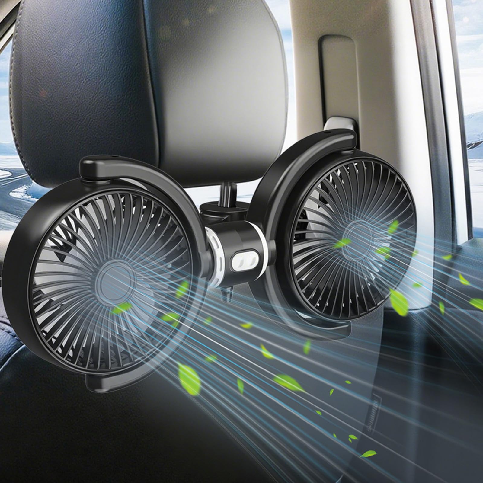 

PhyiFlbey Car Fan, Car Fan, Rear Fan, USB Charging, Double Headed Car Fan, Low
