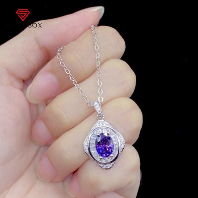 Purple Zircon Net Red Live Broadcast New Product Simulation Amethyst Full Diamond Luxury Fashion Pendant Necklace Female Jewelry