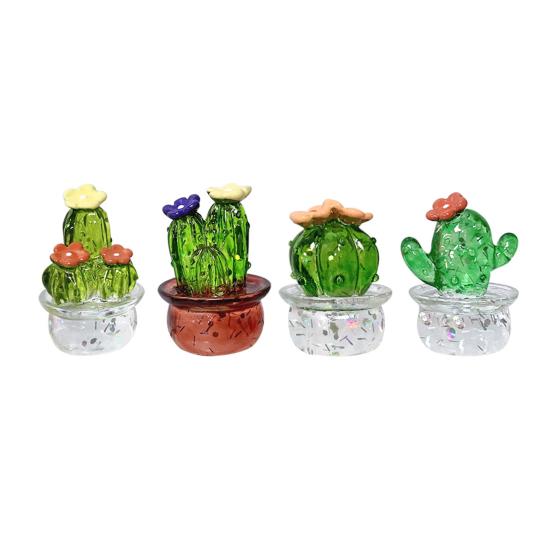 Mini Cactus Ornament Decorative Resin Cactus Car Dashboard Decor for Home Office Computer Desk Lightweight Novelty Gift for All Ages