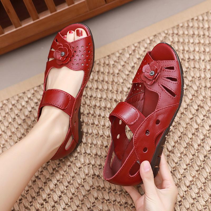 

Fashion GKTINOO Women s Sandals Summer Genuine Leather Handmade Ladies Flats Sandals Women Soft Bottom Casual Non-slip Flat Mother Shoes 11