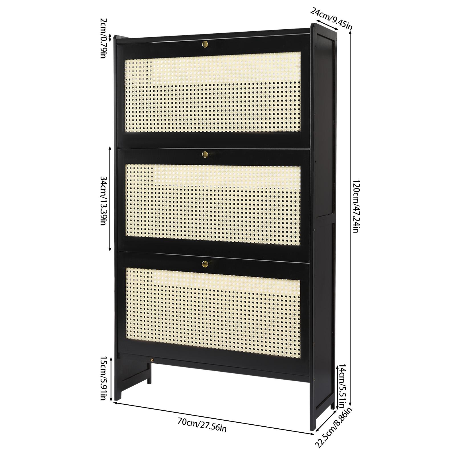 

3-ярусная обувница, Органайзер для хранения обуви, Обувница с откидными ящиками, Практичные ручки для прихожей, гостиной, спальни