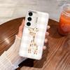 For Samsung Galaxy S24 S23 Ultra Plus FE S25 S22 Ultra Plus S21 FE Laser Phone Case Checkered Grid Cute Animals Pattern Covers