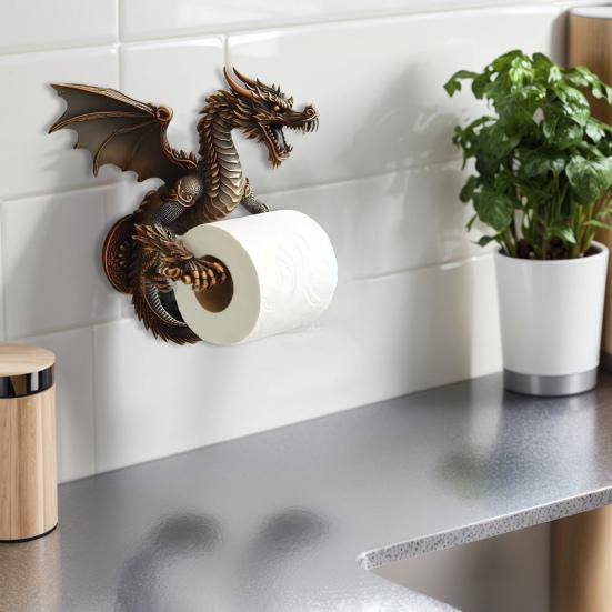 Dragon Tissue Roll Dispenser Decorative Toilet Roll Holder Wall Mounted Paper Holder for Bathroom And Kitchen Dragon Lovers Gift