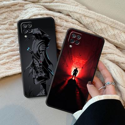 Juodas minkštas dėklas, skirtas Samsung Galaxy A70 A10 A50 A40 A03s A04s A03 Core A04 A02s A10s A20e A02 A01 Samurai Japan Ghost Art viršelis