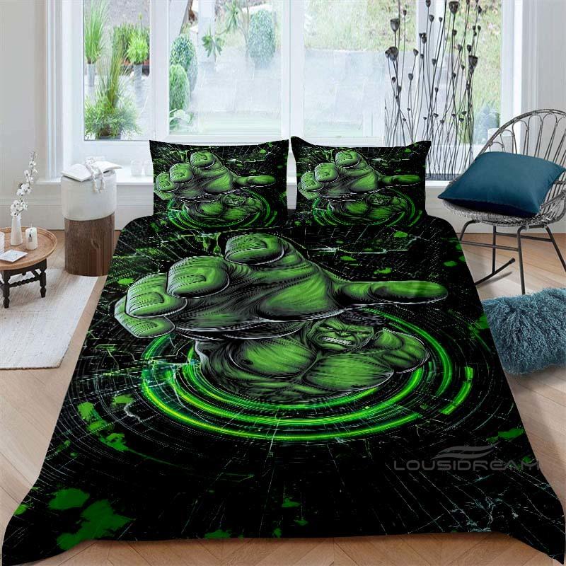 Das dreiteilige Hulk-Bettwäscheset ist ein elegantes Bettwäscheset für Erwachsene und Kinder, geeignet für Doppel- und Einzelbetten.