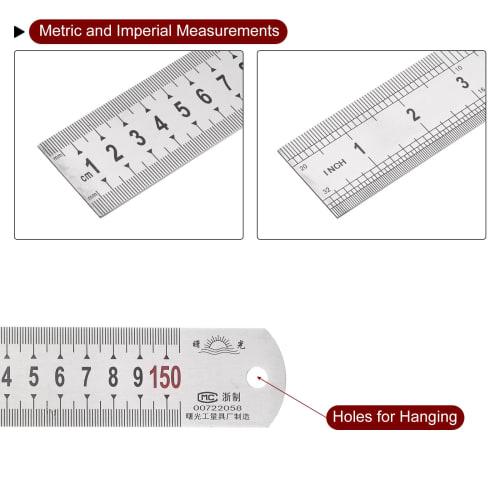 uxcell Stainless Steel Ruler, Straight Edge Measuring Tool for Woodworking, Painting, and Crafts, 1.5m Long x 1.5mm Thick x 38mm Wide, Silver Tone