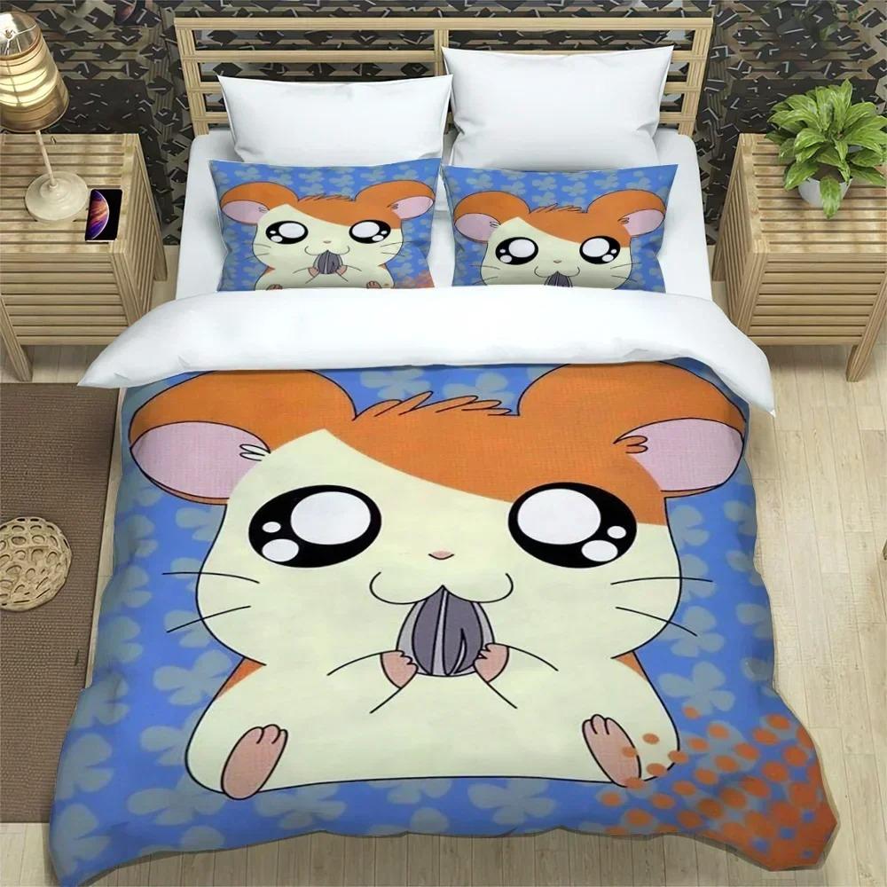 3D Printing Cartoon Lovely Hamtaro Bedding Set Duvet Cover Pillow Set Birthday Gift Children Quilt Cover Bedding Home Textiles