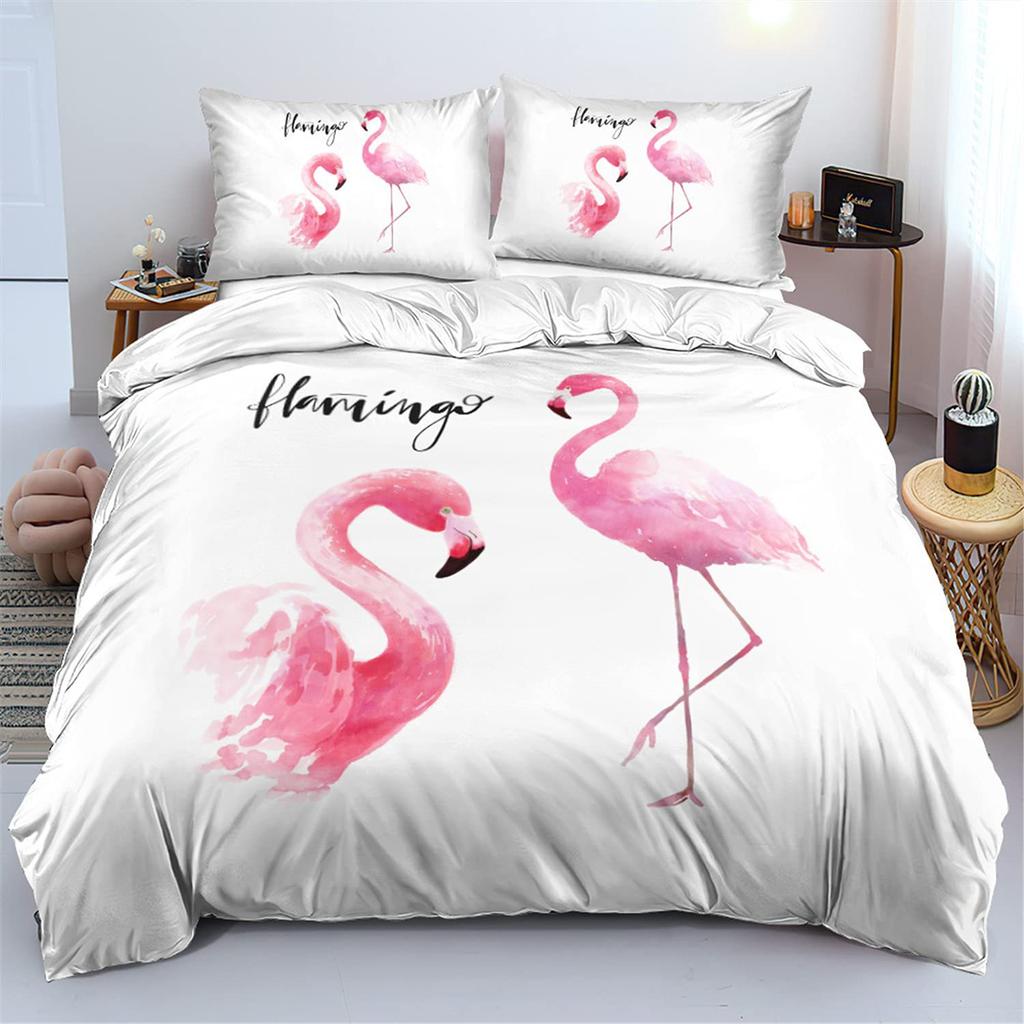 Tropical Flamingo Pattern Quilt Cover Bedding Set Three-Piece Quilt Cover Suitable For Bedroom Decoration