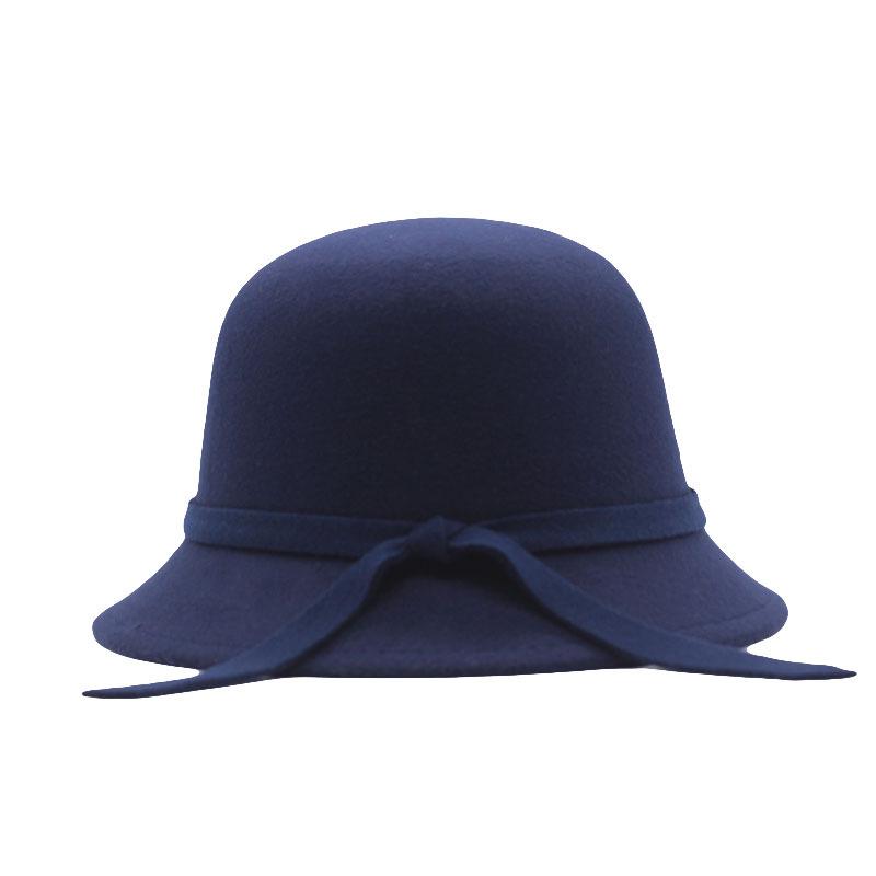 milliner winter new British retro flat top hat European and American autumn and winter women's woolen bow top hat
