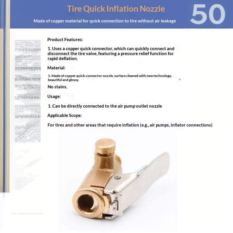 Heavy Duty Brass Air Chuck Adapter Lock Clip Pressure Relief Valve Heat Resistant for Auto Tire Inflator Pumps