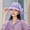Folding Thin Bow Sunshade Cap Breathable Sunscreen Basin Hat Floral Fisherman Hat  Outdoor