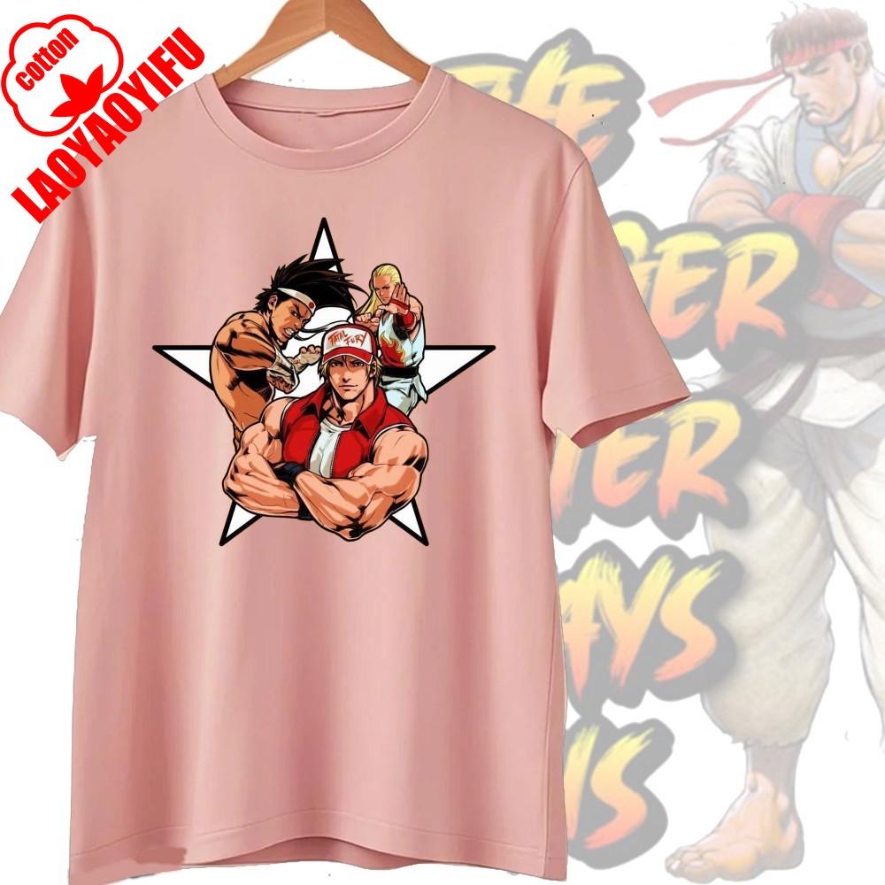 Street Fighter Chun-Li Ryu Printed Y2K New Couple Cotton T-Shirts Men Women Streetwear Casual Harajuku Retro Unisex Tee Top
