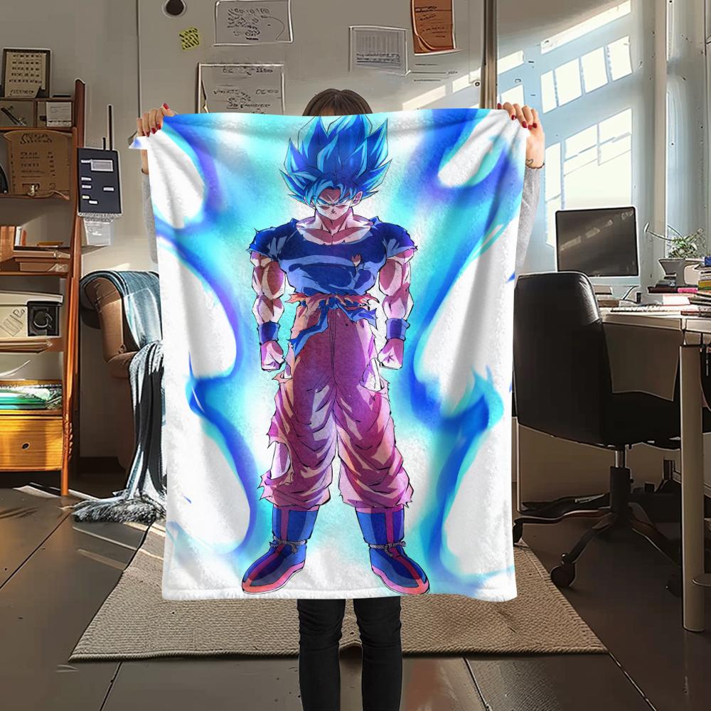 Dragon Ball Charakter Goku Muster Flanelldecke, Hohe Qualität, Bequem für Alle Jahreszeiten, Heimdekoration, Wärme und Komfort, Perfekt für Geschenke.