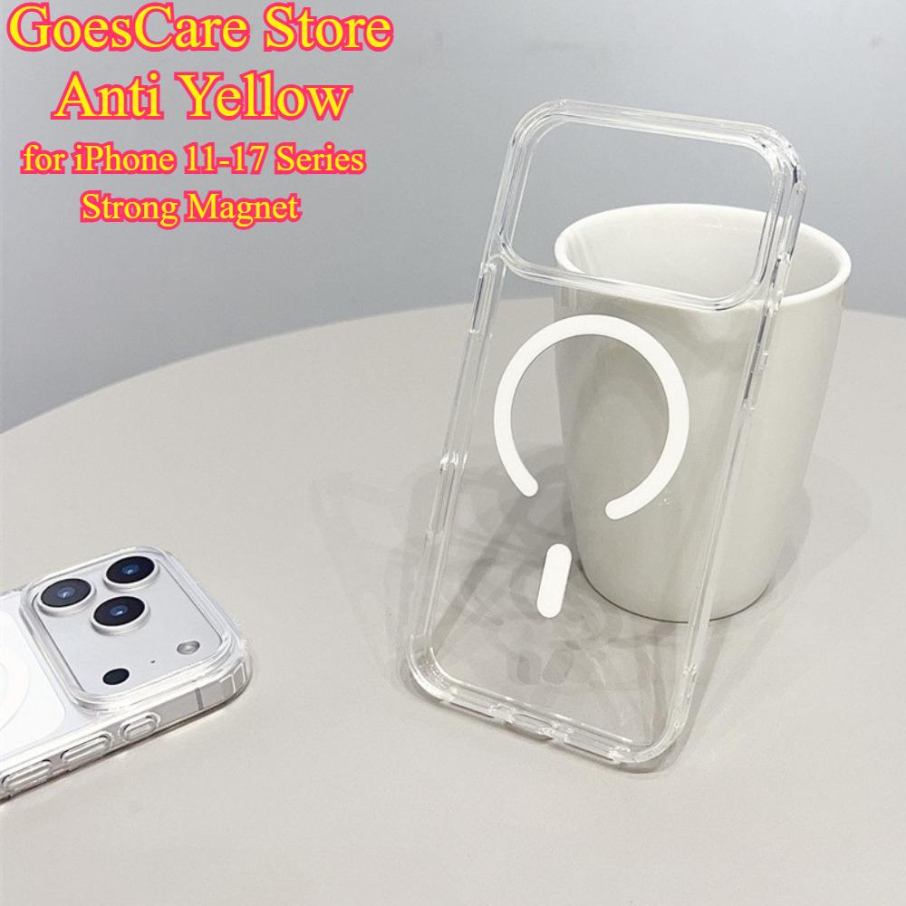 Anti Yellow Transparent Magsafe Phone Case for iPhone 17 Pro Max 17 Air 16 15 14 13 12 11 Strong Magnetic Suction Clear Cover