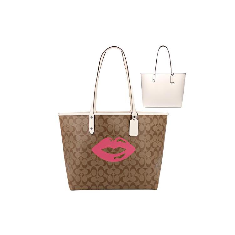 

New COACH City PVC Shoulder Bag Tubas Women s Light Khaki 78257-QBLGQ 33.0*16.0*29.0CM