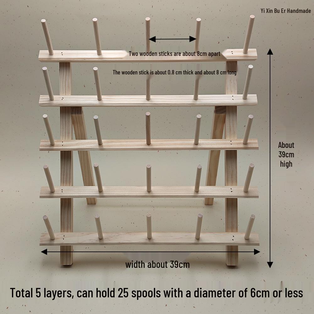 Solid Wood Folding Sewing Thread Rack - Large Spool Holder, Wall-Mounted or Desktop, Available in 4 Styles