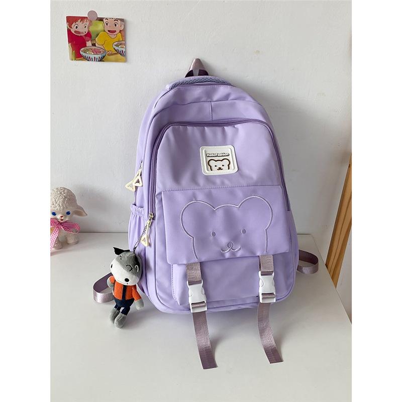 Schoolbag Korean version large capacity trend simple fashion cute bear middle and high school students durable backpack