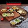 Korean Style 304 Stainless Steel Multi-compartment Sauce Dish for BBQ & Hot Pot, Golden Finish