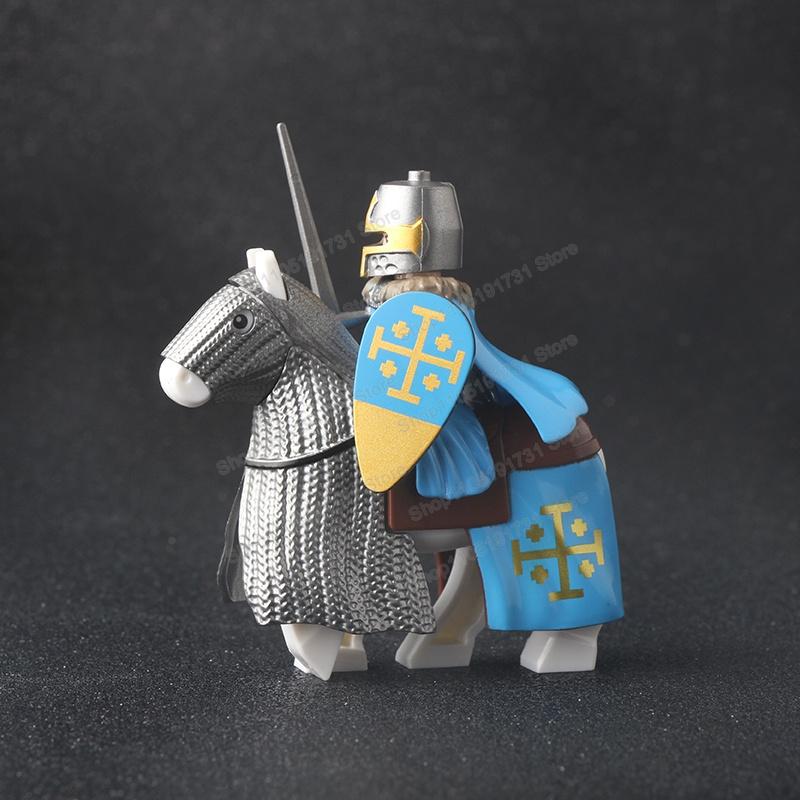 Medieval Knight Serie Figures Building Blocks Warrior Soldiers Guards Lion Heart Hospital Teutonic Knight Battle Pastor Kid Gift