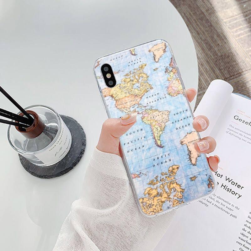 

Чехол для телефона с картой мира для путешествий для IPhone 14 13 12 11 XS X 8 7 6 Plus Mini Pro Max SE 2022, мягкий прозрачный чехол для телефона iPhone 13