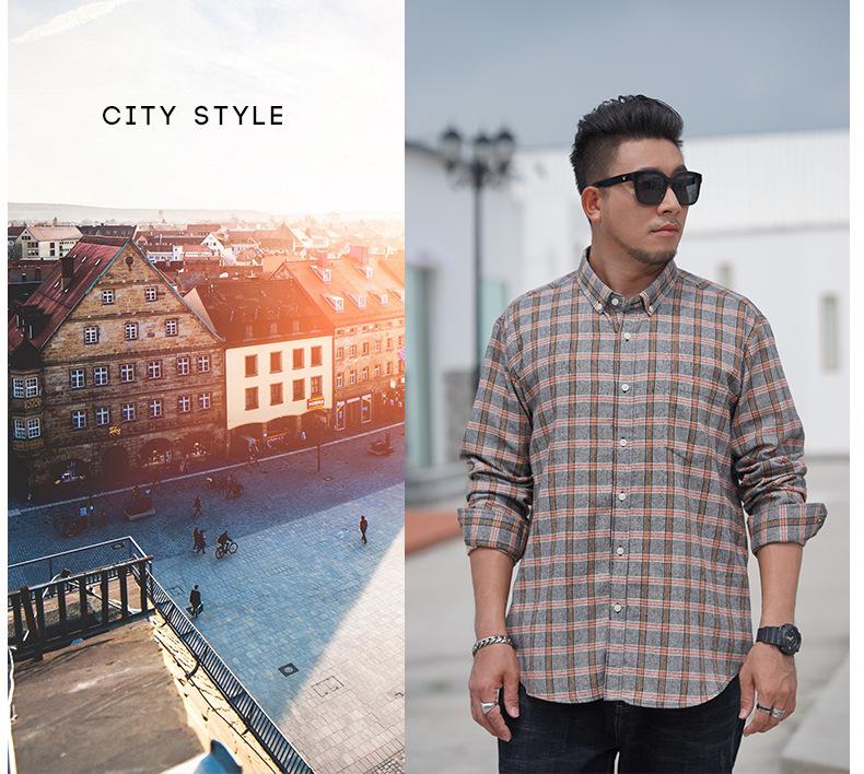 Camicia a quadri in flanella a maniche lunghe da uomo taglie forti Autunno/Inverno